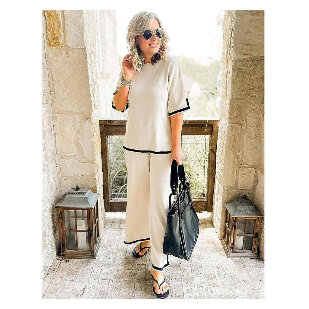 Two-piece Korean outfits made from lightweight, stretchy and soft material 