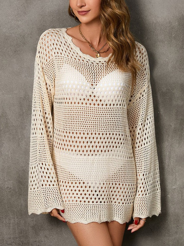 GR | Rosiedress Backless Hollow Knit Cover-Up Dress