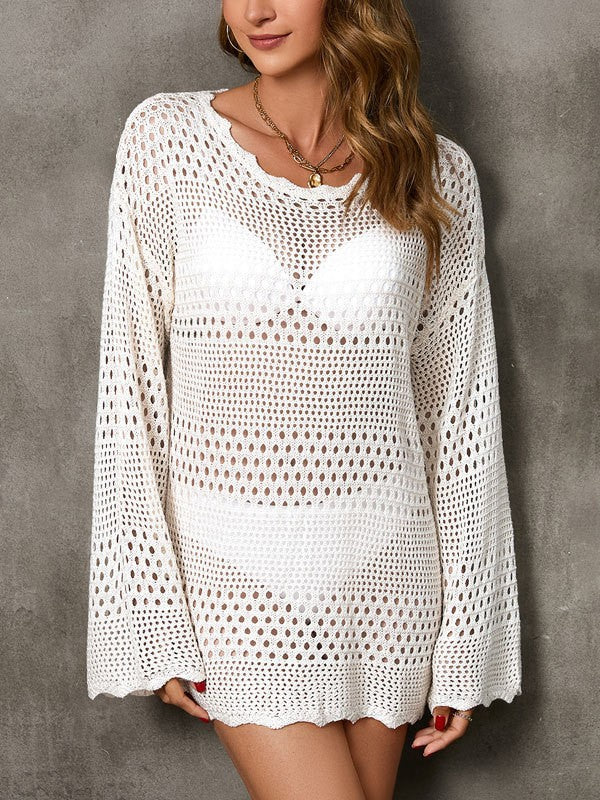 GR | Rosiedress Backless Hollow Knit Cover-Up Dress