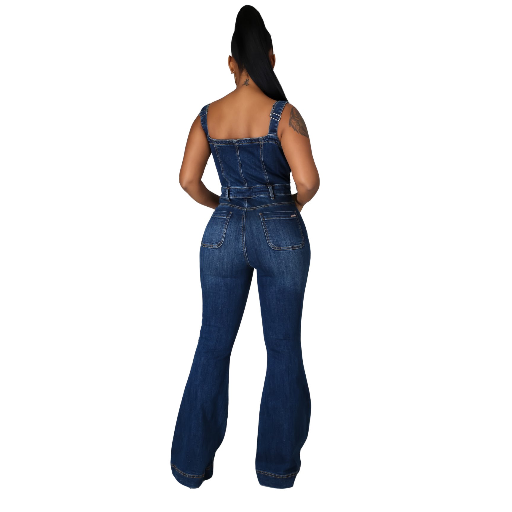 GR | Stylish Denim Flared Jumpsuit for Women