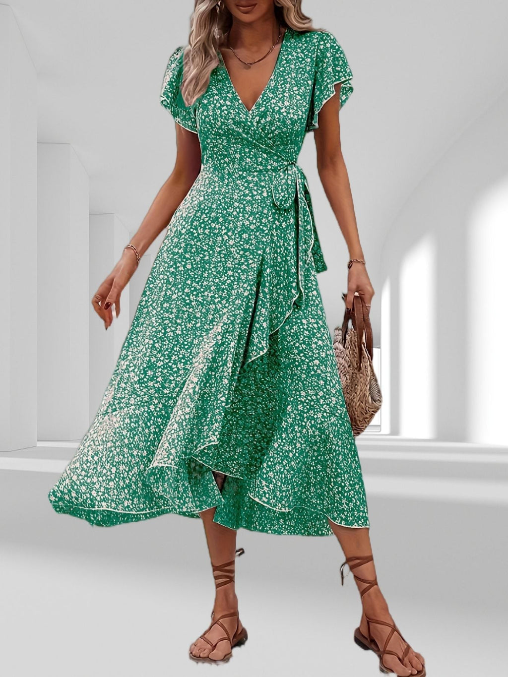 GR | Adored By You Floral Midi Kleid mit Gänseblümchen