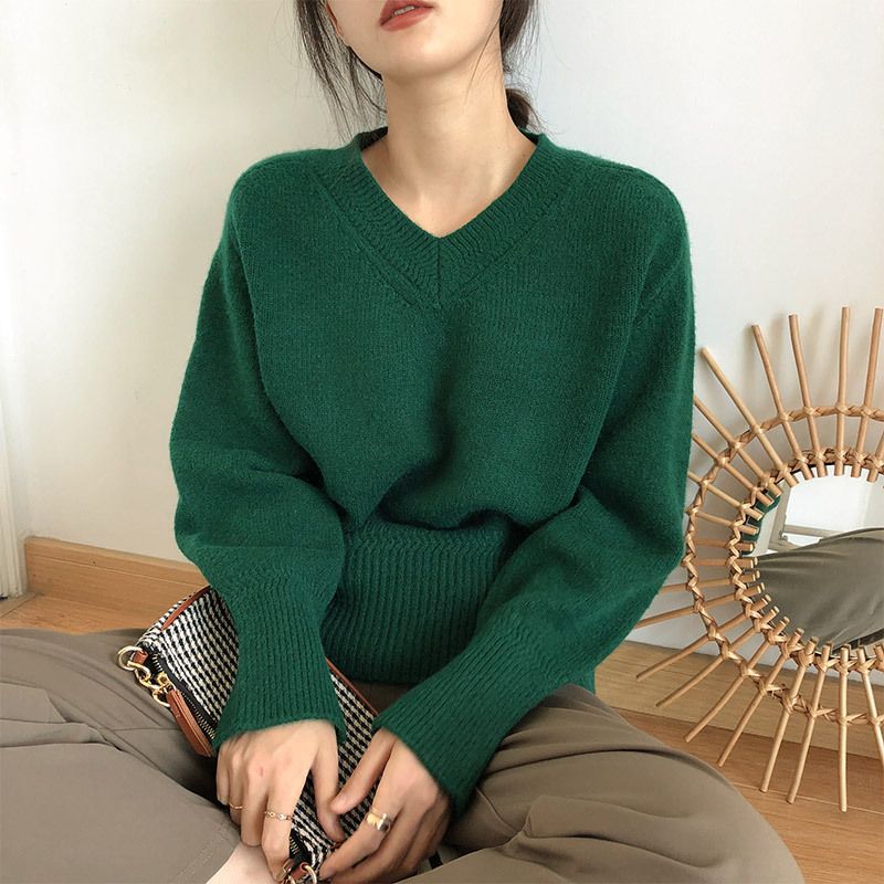 GR | Minimalismus V-ausschnitt Pullover Pullover