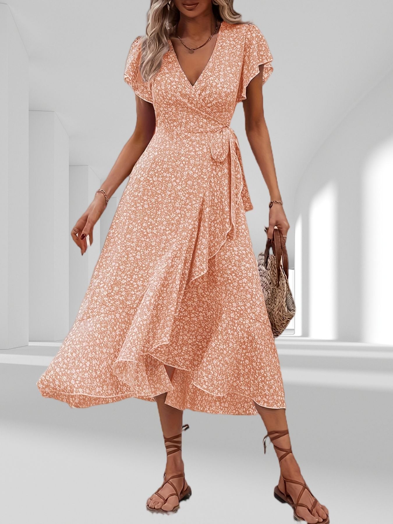 GR | Adored By You Floral Midi Kleid mit Gänseblümchen