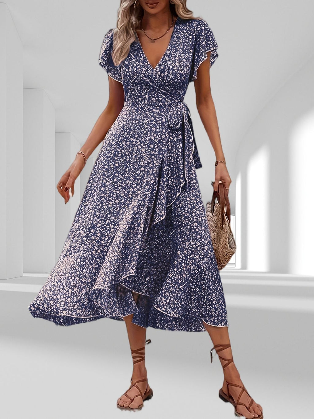 GR | Adored By You Floral Midi Kleid mit Gänseblümchen