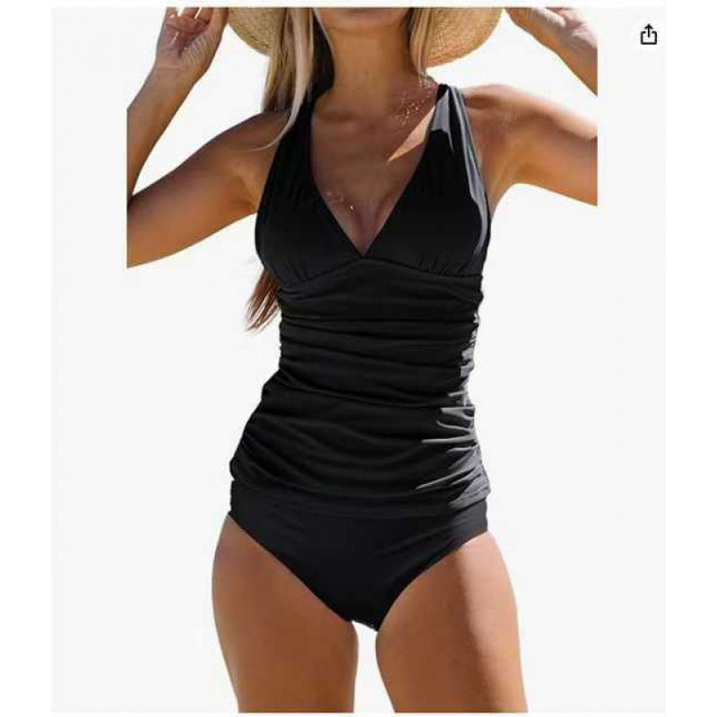 GR | Tummy Control Hook Design Printed Tankini Set