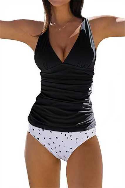 GR | Tummy Control Hook Design Printed Tankini Set