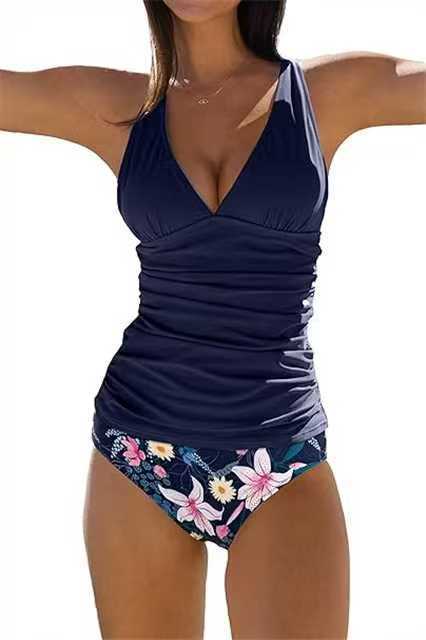 GR | Tummy Control Hook Design Printed Tankini Set