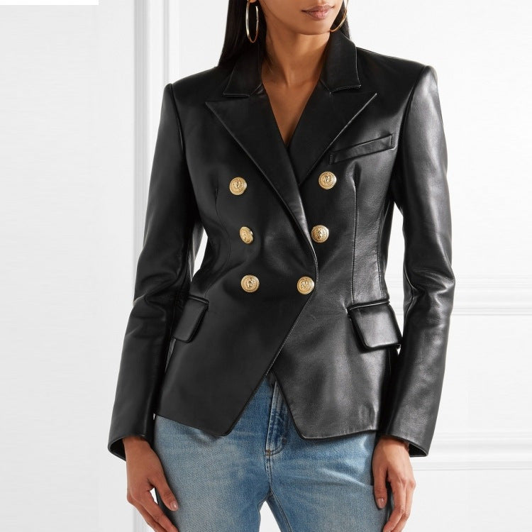 GR | Women's Short Sheepskin Motorcycle Jacket