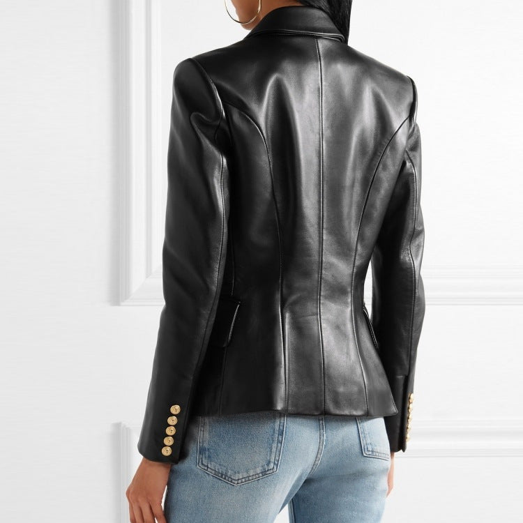 GR | Women's Short Sheepskin Motorcycle Jacket