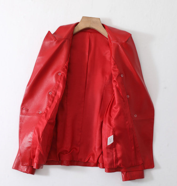 GR | Women's Short Sheepskin Motorcycle Jacket