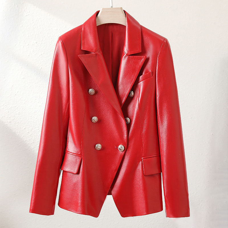 GR | Women's Short Sheepskin Motorcycle Jacket