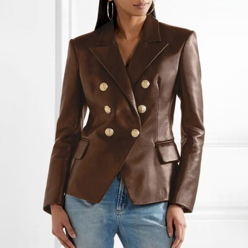 GR | Women's Short Sheepskin Motorcycle Jacket