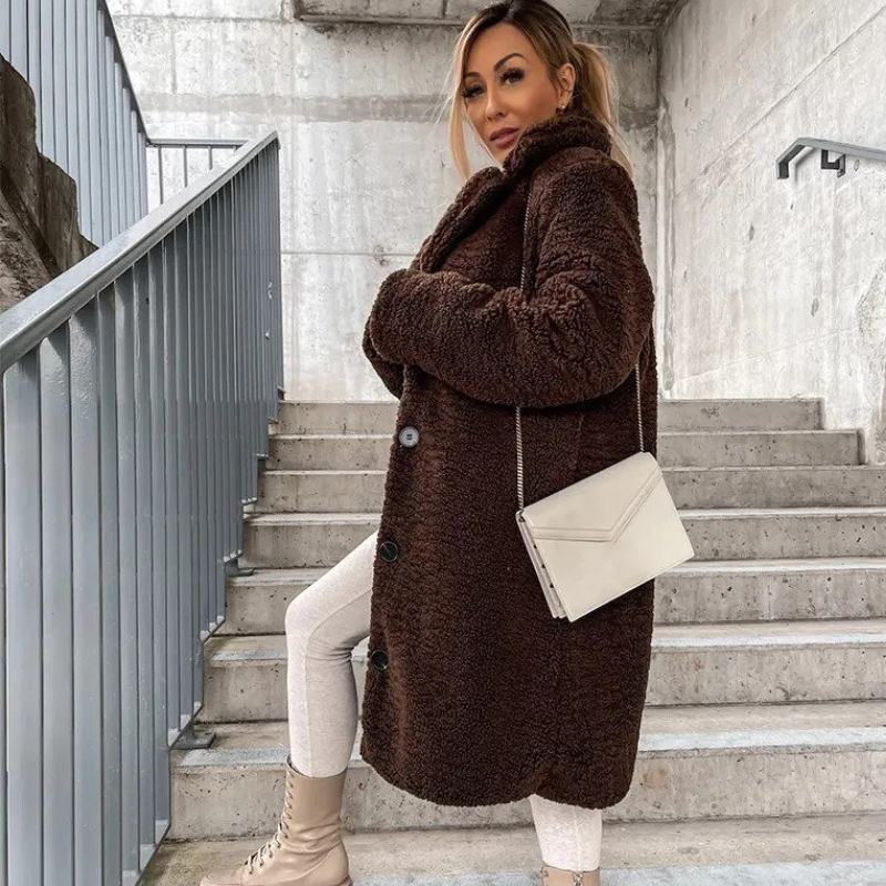 Faux fur coat | Long women's winter coat 