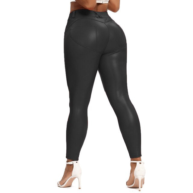 GR | Leder Leggings Fitness Hosen Ohne Bauch