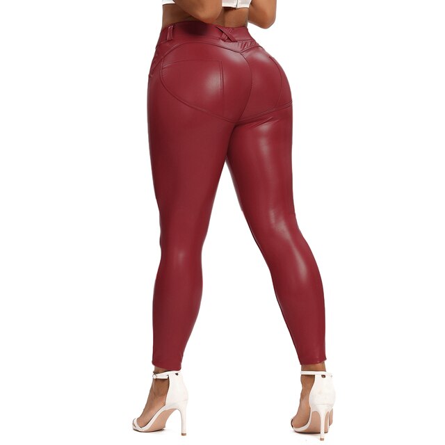 GR | Leder Leggings Fitness Hosen Ohne Bauch