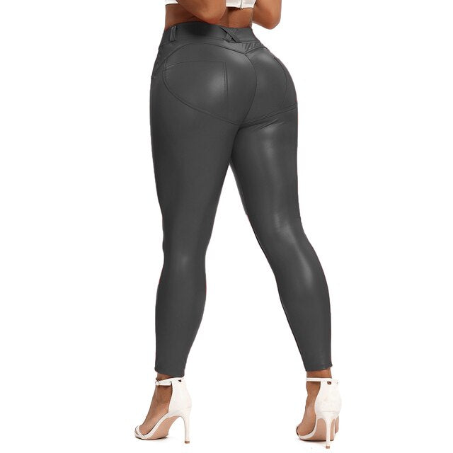 GR | Leder Leggings Fitness Hosen Ohne Bauch
