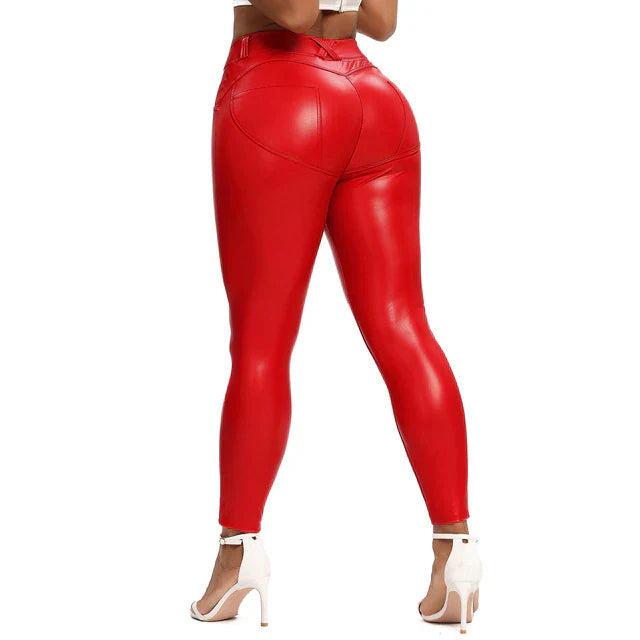 GR | Leder Leggings Fitness Hosen Ohne Bauch