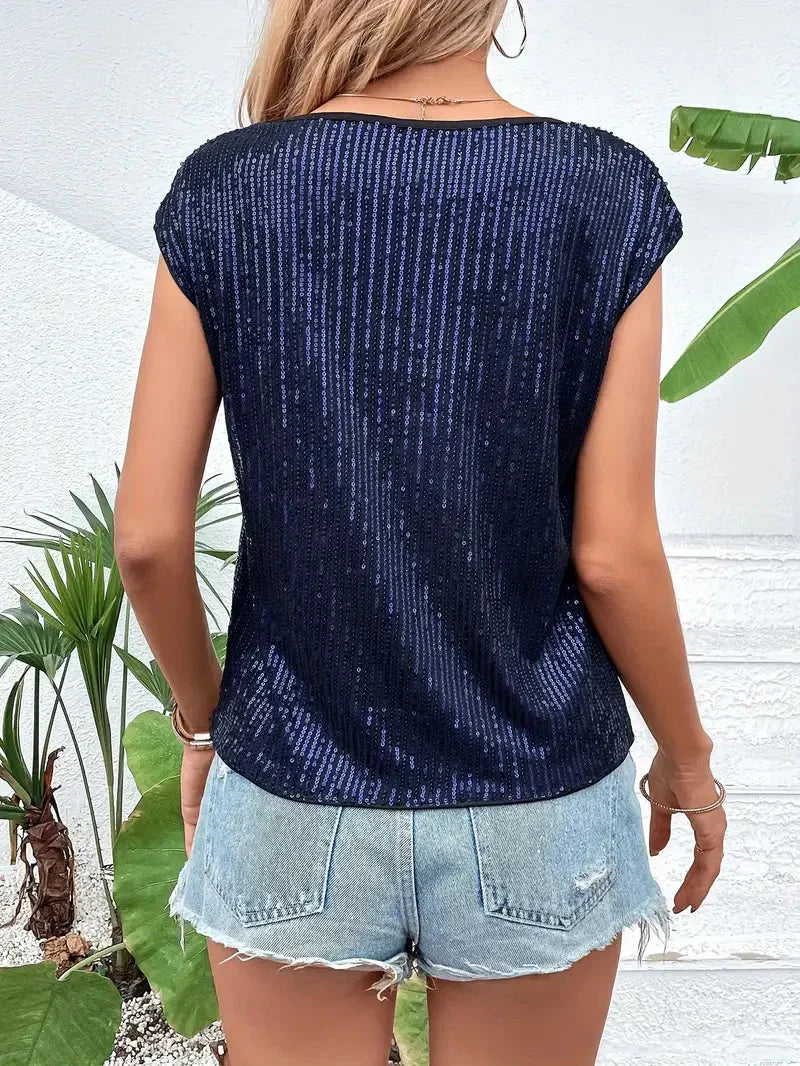 GR | Sequin Top Women's Sleeveless Glittering Blouse