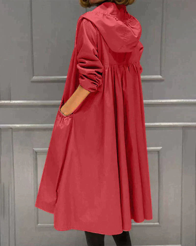 GR | Elegant Long Raincoat with Hood