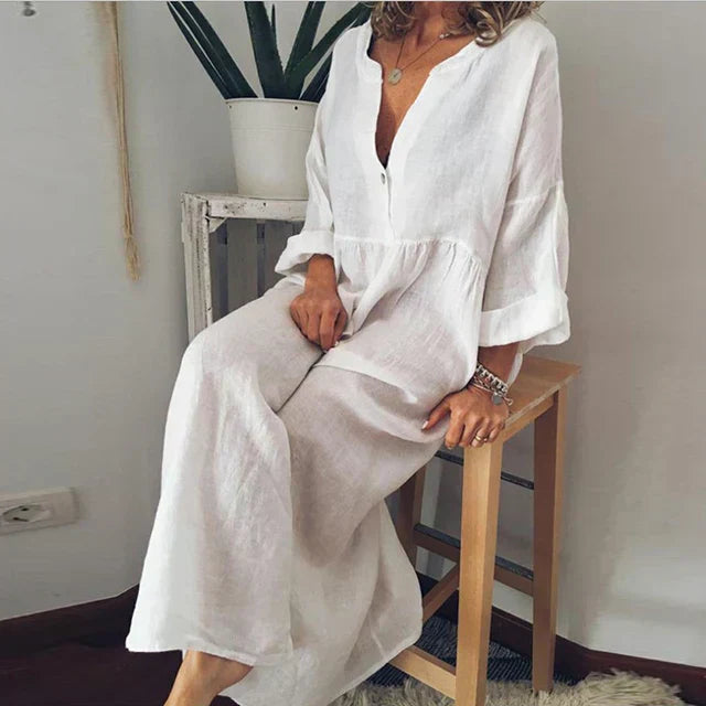 GR | Elegant, loose-fitting cotton summer dress