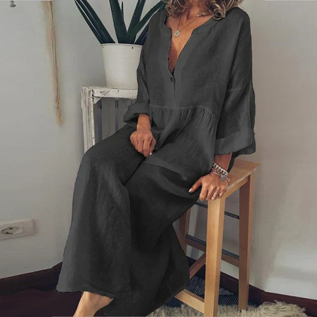GR | Elegant, loose-fitting cotton summer dress