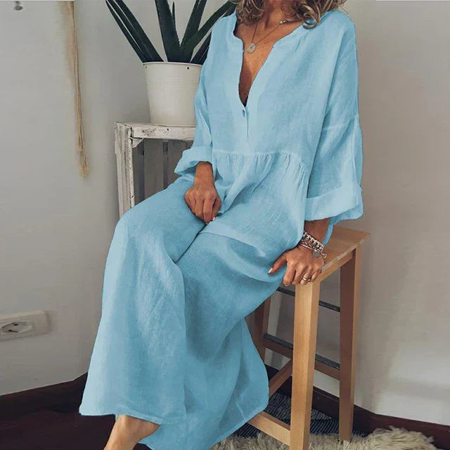 GR | Elegant, loose-fitting cotton summer dress