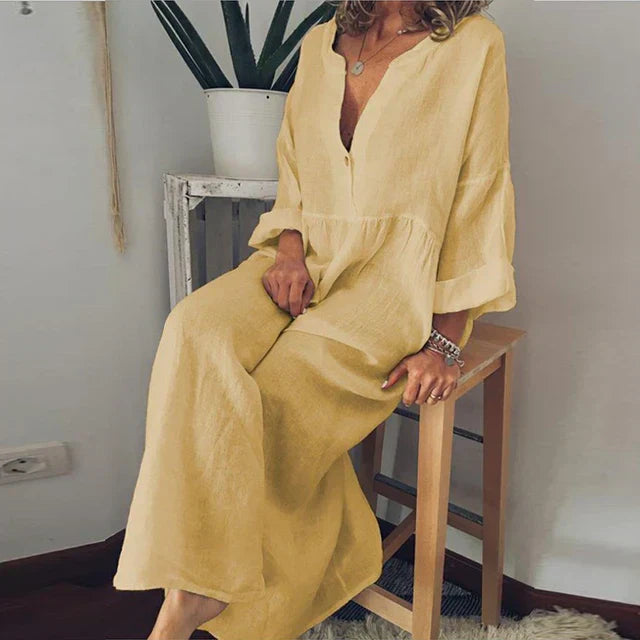 GR | Elegant, loose-fitting cotton summer dress