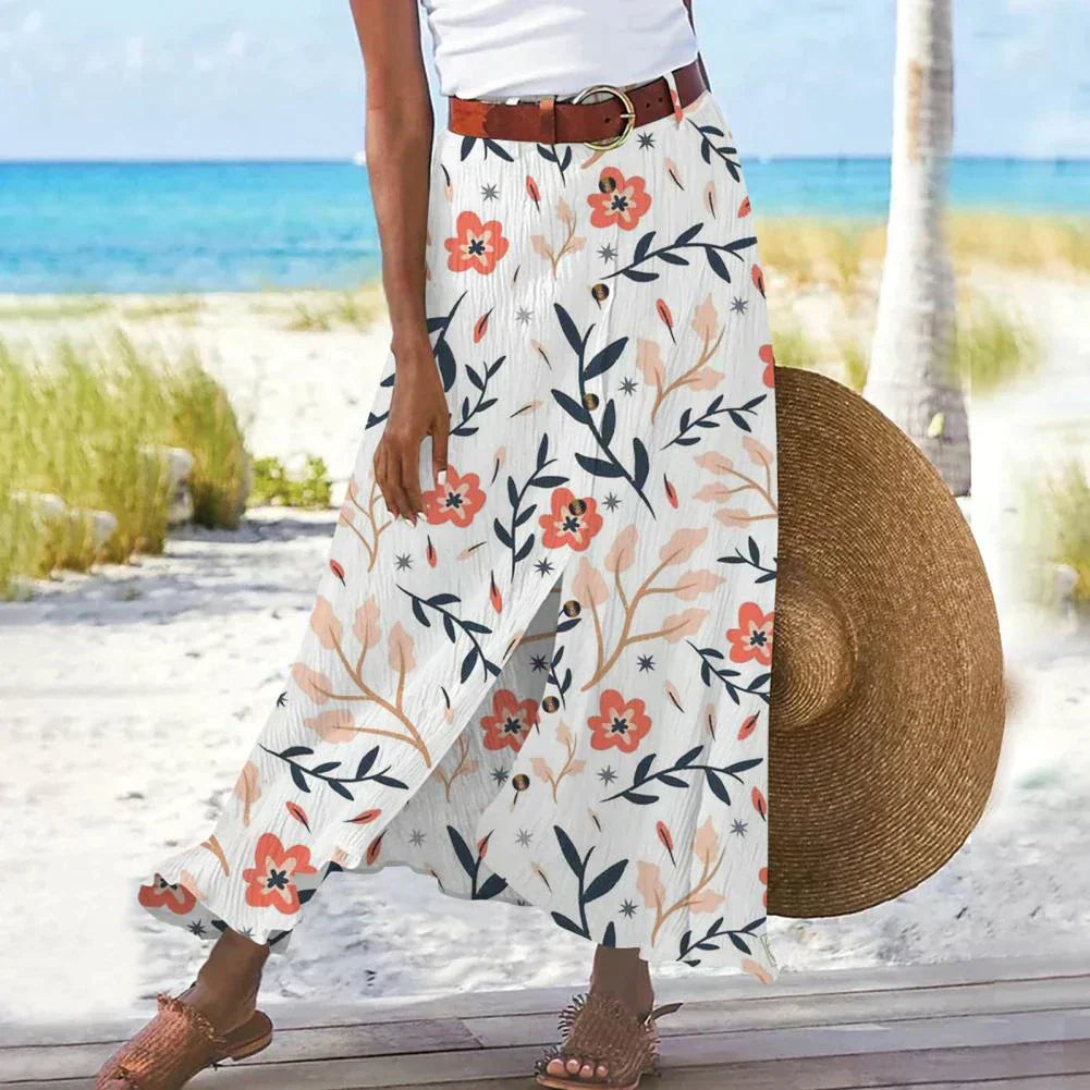 GR | Skirt Button-front Belt Long skirt Flowing skirt