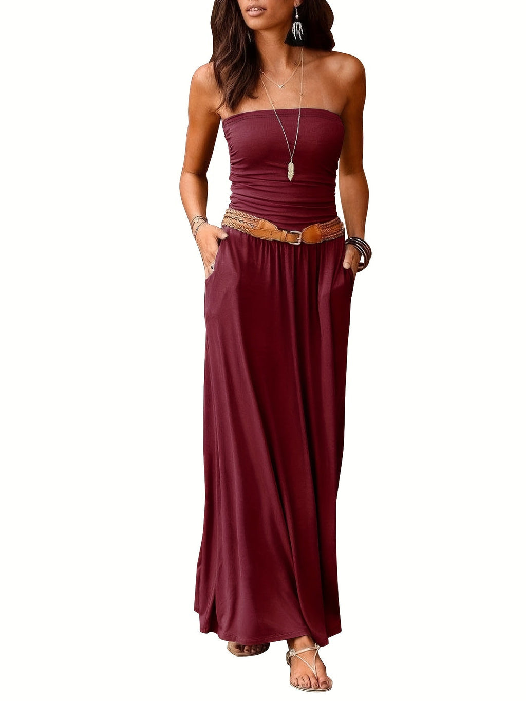 GR | Kleid Boho Sommer Bustier Kleid Röhrenkleid
