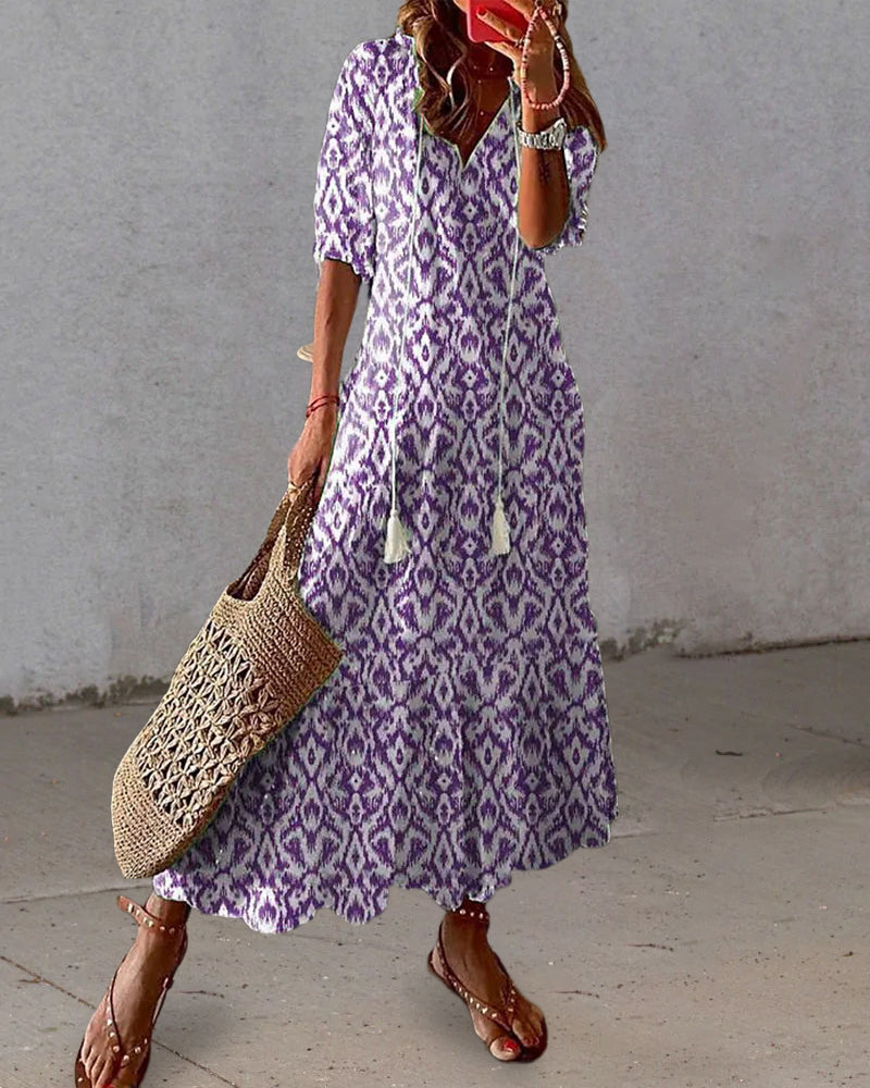 GR | Loose Long Sleeve Boho Dress Sundress