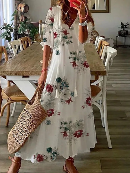 GR | Loose Long Sleeve Boho Dress Sundress