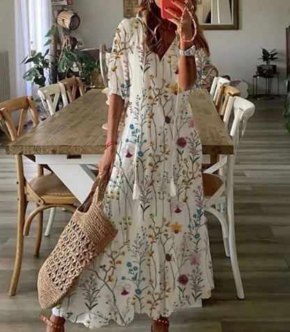 GR | Loose Long Sleeve Boho Dress Sundress