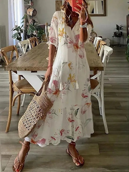 GR | Loose Long Sleeve Boho Dress Sundress