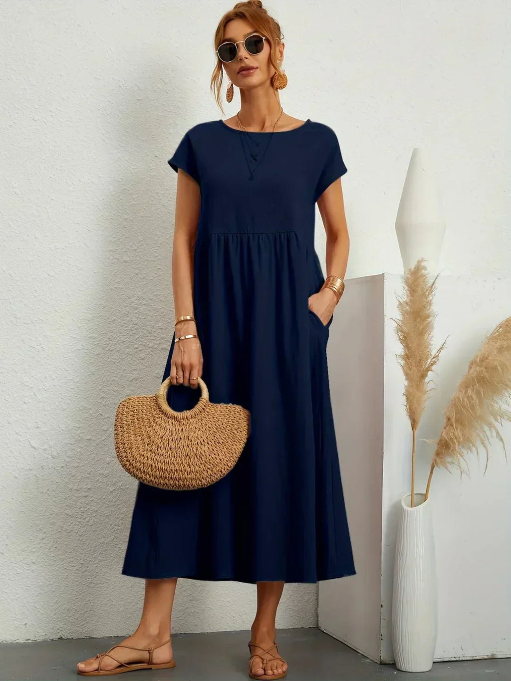 GR | Casual Elegant Cotton and Linen Dress