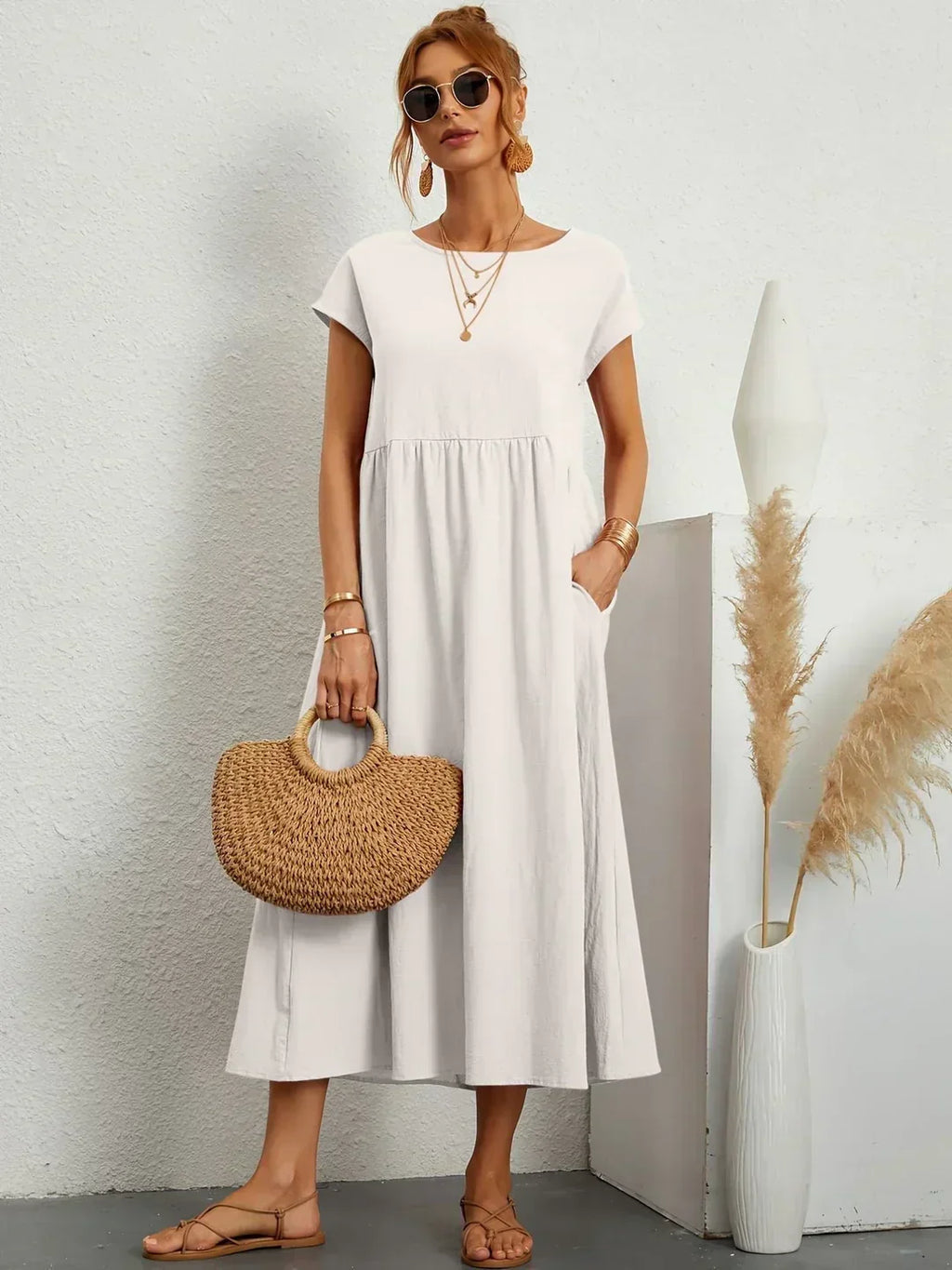 GR | Casual Elegant Cotton and Linen Dress
