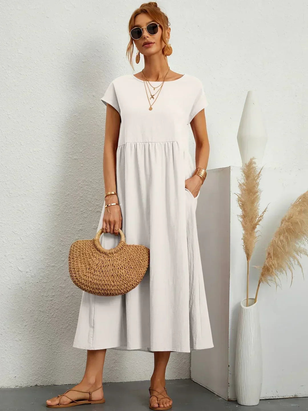 GR | Casual Elegant Cotton and Linen Dress