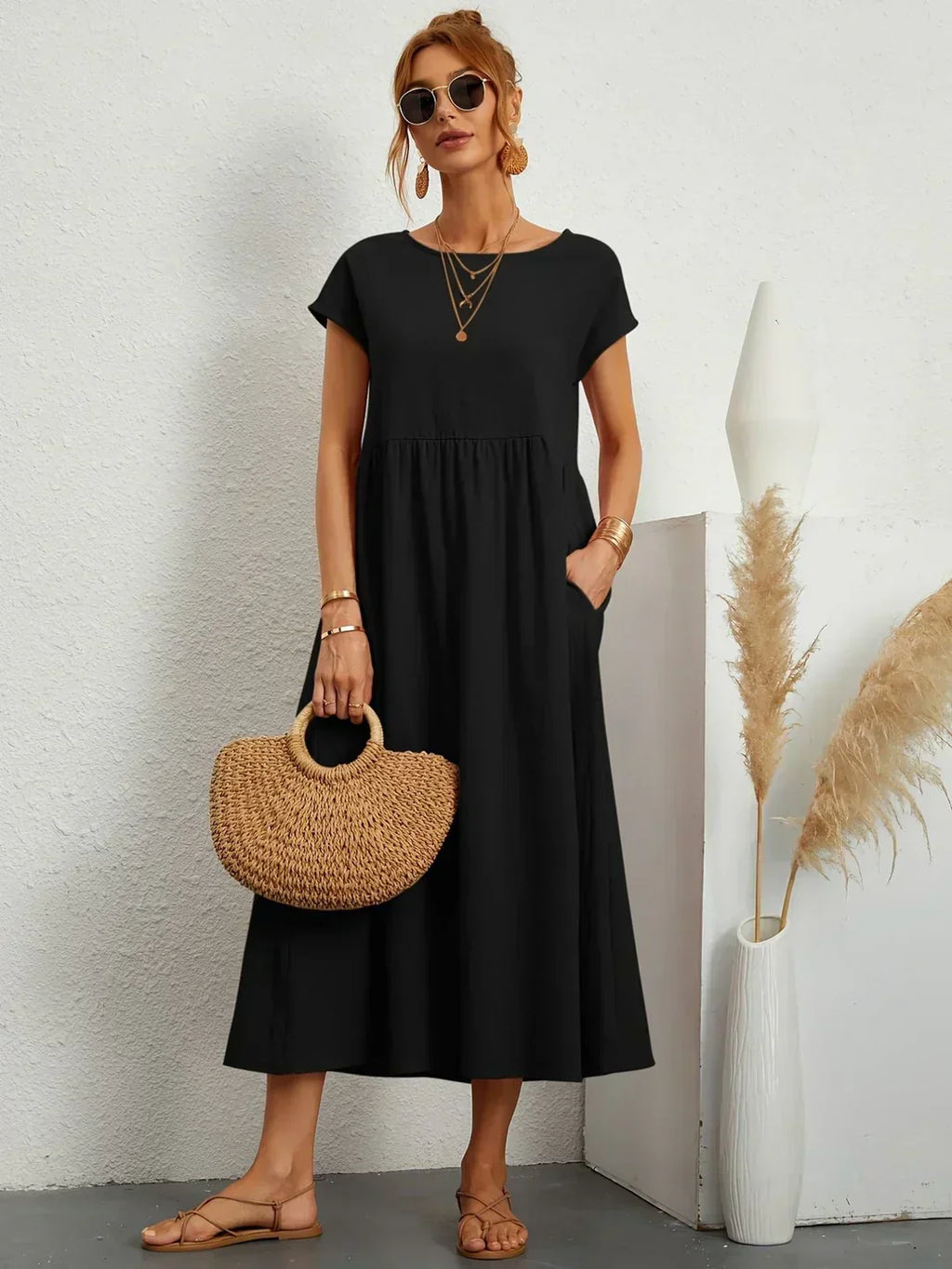 GR | Casual Elegant Cotton and Linen Dress