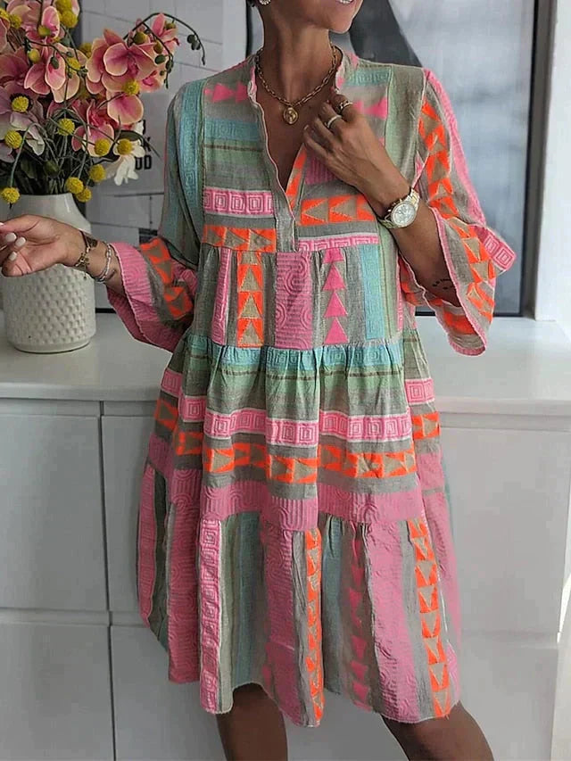 GR | Halbe Ärmel Lose Passform Rüschen Sommerkleid