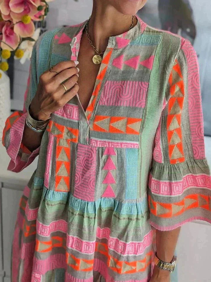 GR | Halbe Ärmel Lose Passform Rüschen Sommerkleid