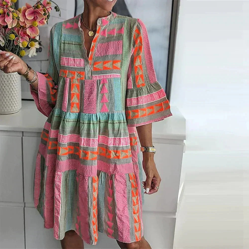 GR | Halbe Ärmel Lose Passform Rüschen Sommerkleid