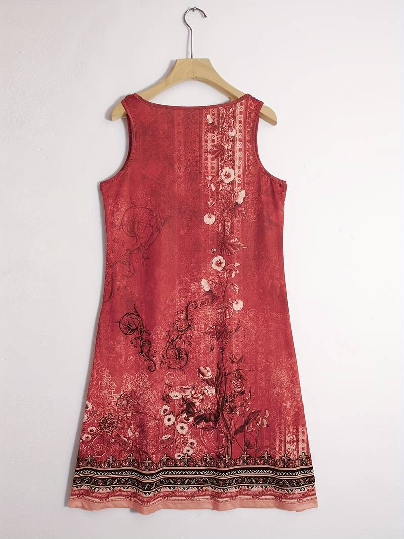 GR | Ärmellos Lockere Passform Boho Kleid Sommerkleid