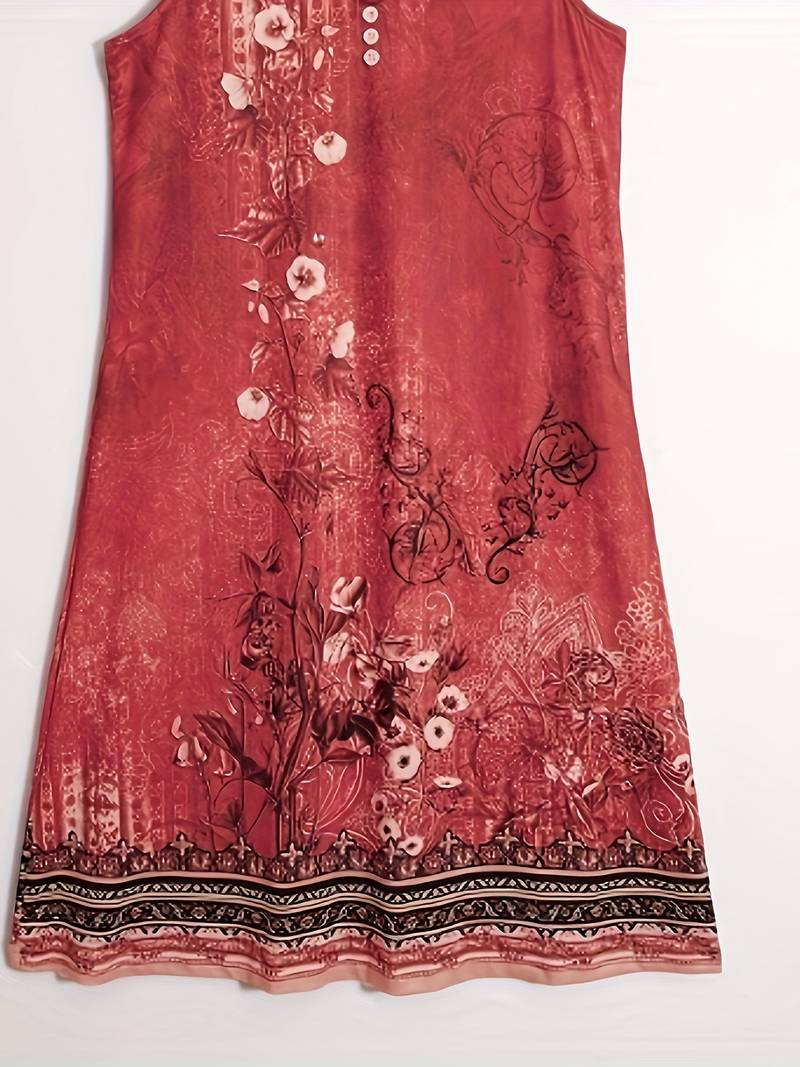 GR | Ärmellos Lockere Passform Boho Kleid Sommerkleid