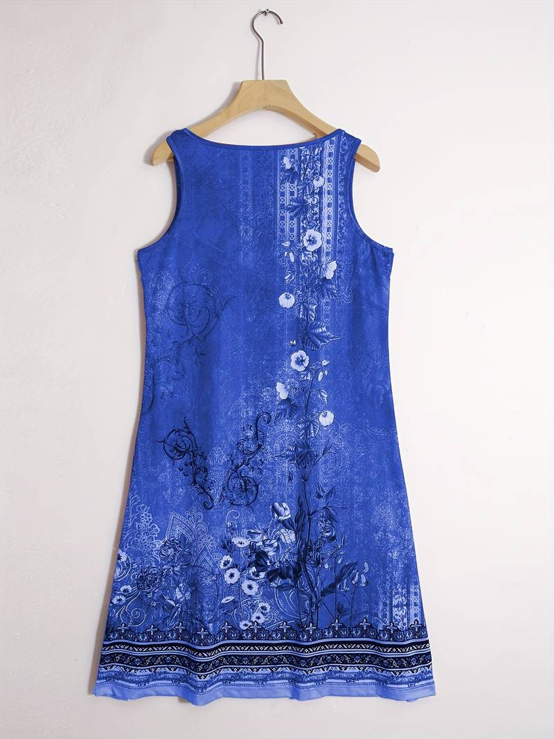 GR | Ärmellos Lockere Passform Boho Kleid Sommerkleid