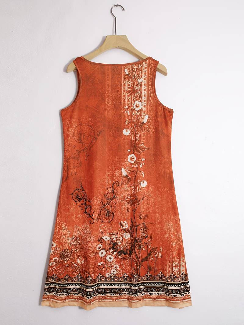GR | Ärmellos Lockere Passform Boho Kleid Sommerkleid
