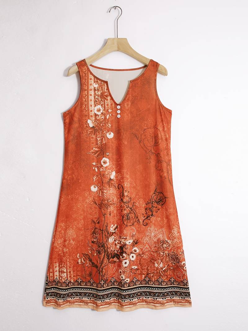 GR | Ärmellos Lockere Passform Boho Kleid Sommerkleid