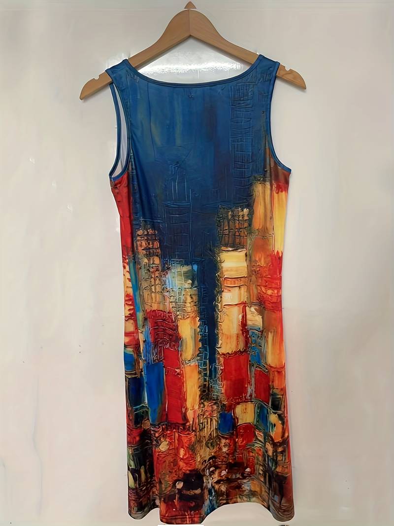 GR | Ärmellos Lockere Passform Boho Kleid Sommerkleid