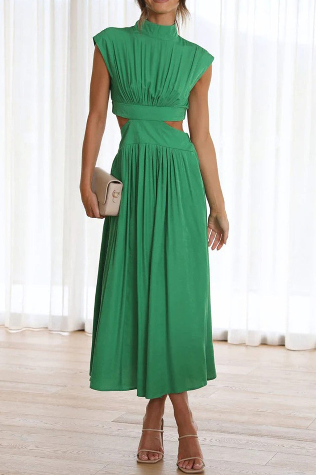 GR | Mock Neck Cutout Midi Kleid