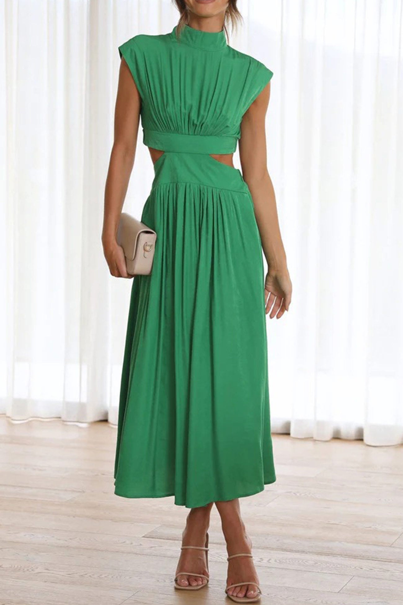 GR | Mock Neck Cutout Midi Kleid