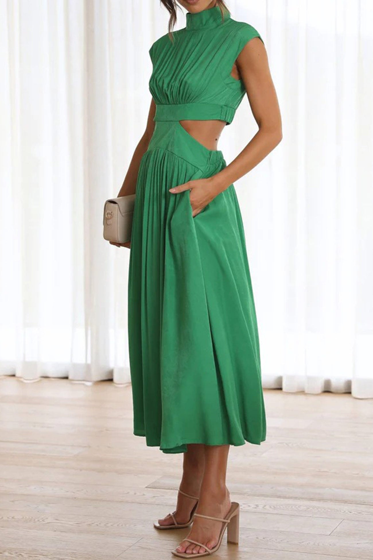 GR | Mock Neck Cutout Midi Kleid