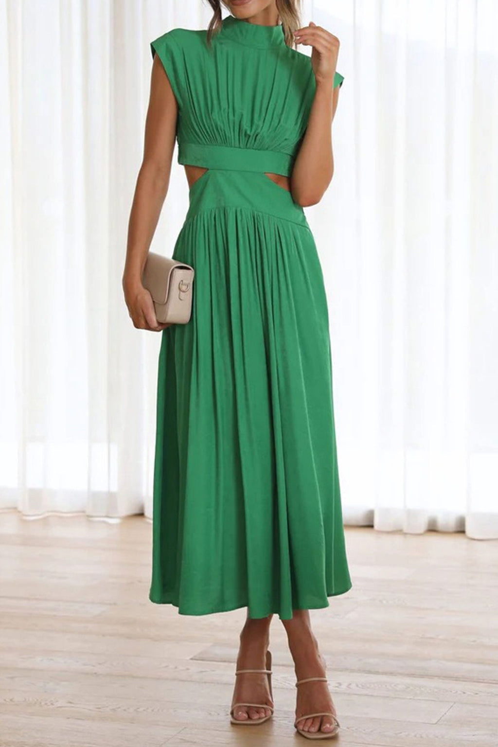 GR | Mock Neck Cutout Midi Kleid